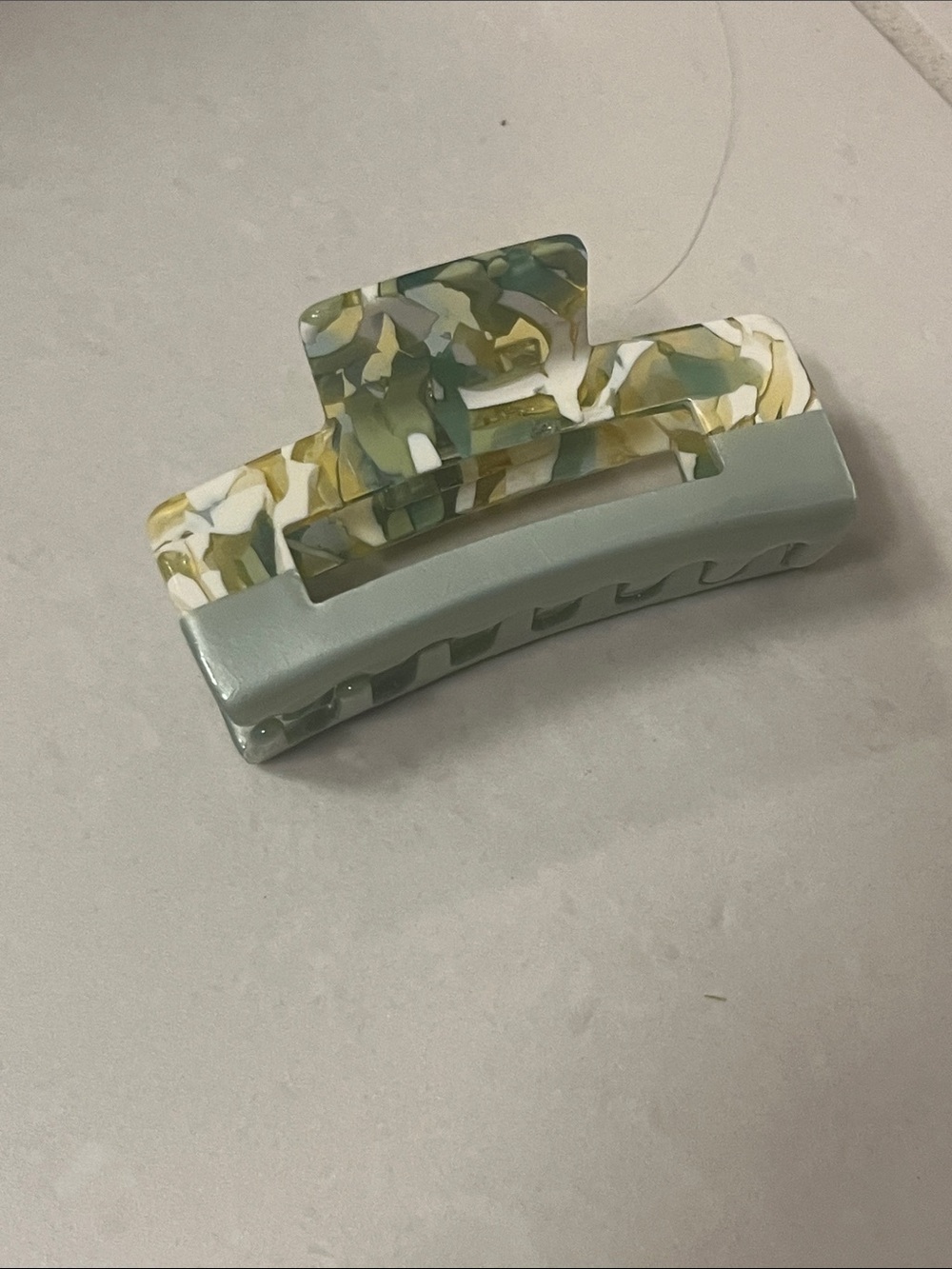 Green Marbled Resin Hair Claw Clip